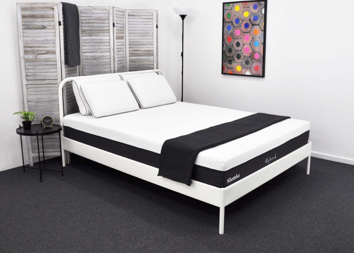 White Bed Frame with Slumba Mattress